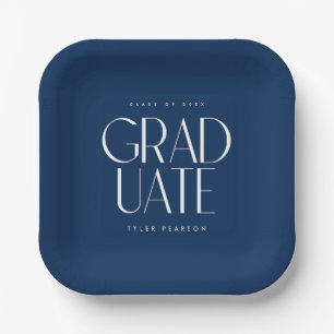 Assiettes En Carton Simple moderne Type Blue Graduation Party