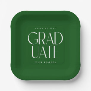 Assiettes En Carton Simple moderne Type Green Graduation Party