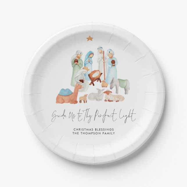 Assiettes En Carton Simple Nativité Scène Trois Rois Nom Lyrique (Devant)
