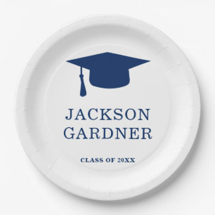 Assiettes En Carton Simple Navy Blue Mortar Board Modernisation gradua