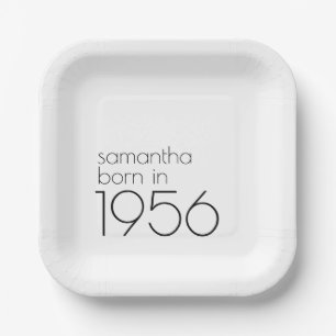 Assiettes En Carton Simple Né en 1956 Noir Fête des 70 ans