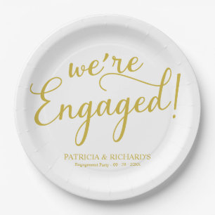 Assiettes En Carton Simple Nous sommes engagés Engagement Party Gold