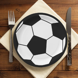 Assiettes En Carton Simple soirée de bal de football noir et blanc