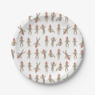 Assiettes En Carton Singe doux et idiot de chaussette