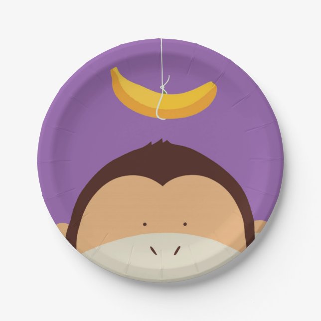 Assiettes En Carton Singe et banane (Devant)