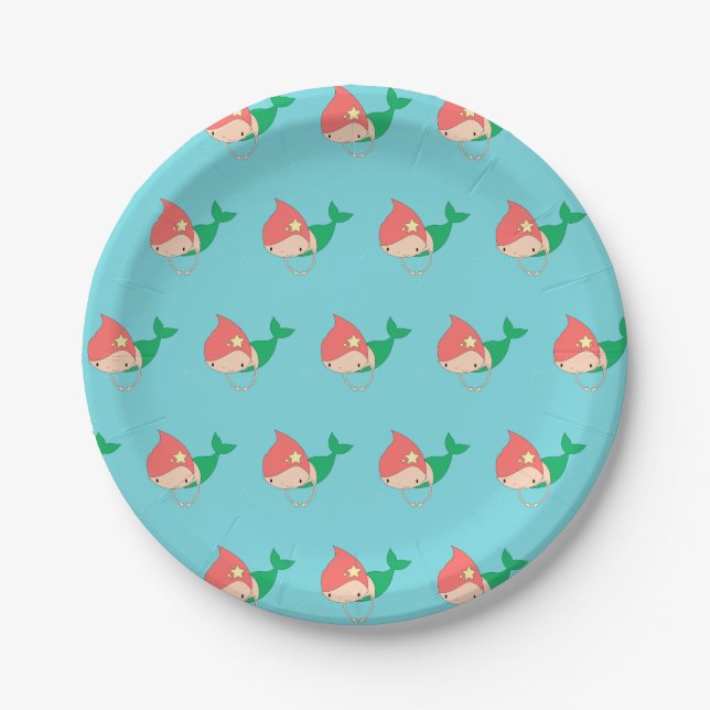 Assiettes En Carton sirène illusima en coton bonbon (Devant)