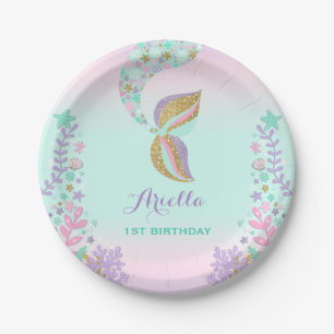 Assiettes En Carton Sirène sous la plaque à papier 7" de mer plaques
