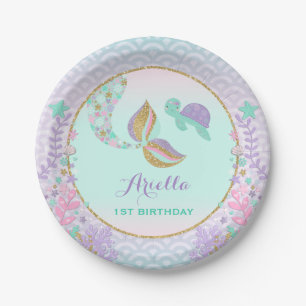 Assiettes En Carton Sirène Sous Les Plaques De Papier De Mer 7 Pouces