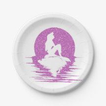 Sirène sur une roche - parties scintillantes roses