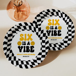 Assiettes En Carton Six Is A Vibe Rétro Sixième Anniversaire 6ème Fête