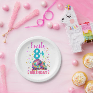 Assiettes En Carton Skate Roller Disco Birthday Girl Matching