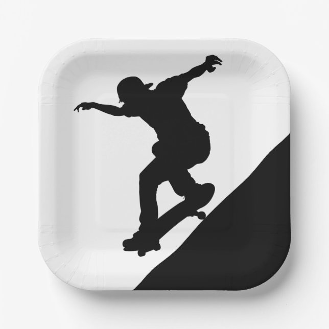 Assiettes En Carton Skate Skateboard Fun Silhouette (Recto)