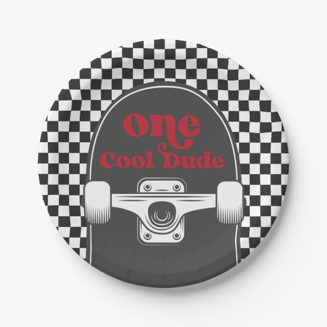 Assiettes En Carton Skateboard Un Cool Dude Plaques Papier Anniversair (Devant)