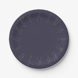 Assiettes En Carton Skeleton Dance Plaque papier Halloween - violet