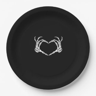 Assiettes En Carton Skeleton Hands Heart Graphic