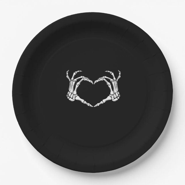 Assiettes En Carton Skeleton Hands Heart Graphic (Devant)