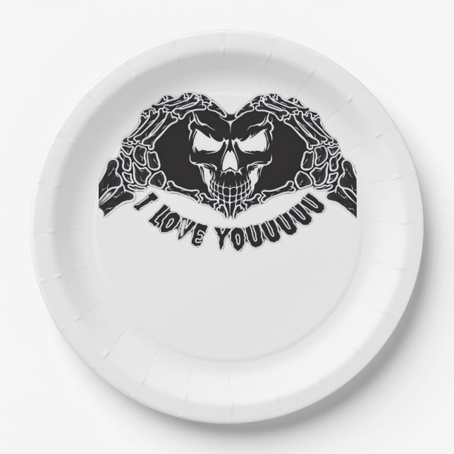 Assiettes En Carton Skeleton Hands Skull, Halloween Design Pour Backgr (Devant)