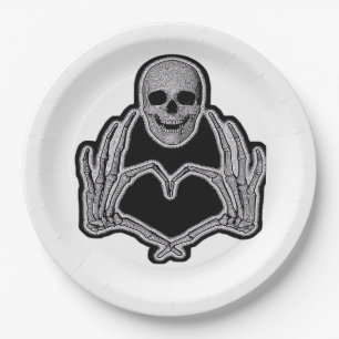 Assiettes En Carton Skeleton Heart Hands Classic