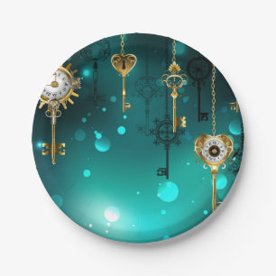 Assiettes En Carton Skeleton Keys on Green Background