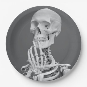 Assiettes En Carton Skeleton Skeleton Halloween gris noir et blanc