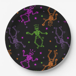Assiettes En Carton Skeletons de danse d'Halloween