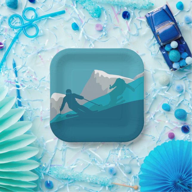 Assiettes En Carton Ski alpin (Fête)