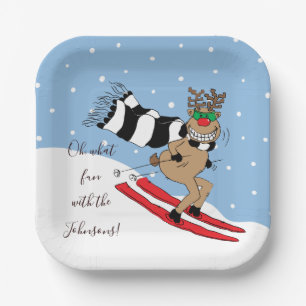 Assiettes En Carton Ski de rennes de Noël
