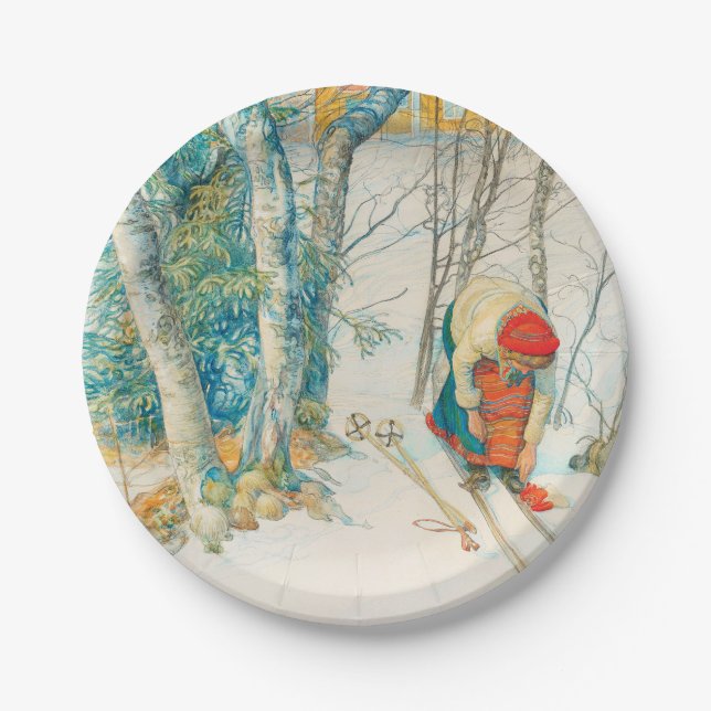 Assiettes En Carton Ski d'hiver par Carl Larsson (Devant)