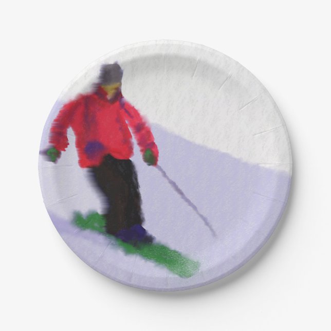 Assiettes En Carton Ski sur les pistes (Devant)