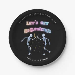 Assiettes En Carton Skull Neon Halloween Halloween Skeletons dansants 