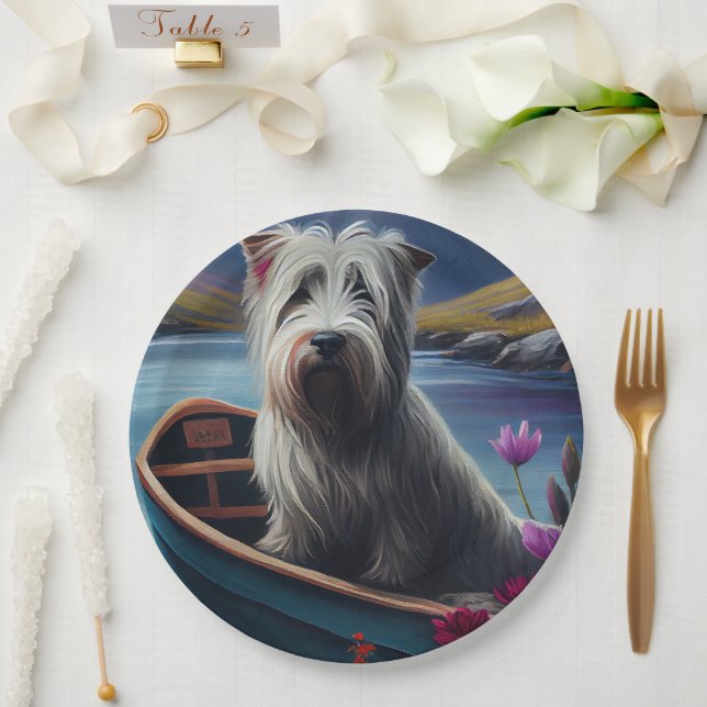 Assiettes En Carton Skye Terrier sur une pagaie : une aventure Pittore (Mariage)
