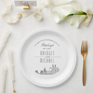 Assiettes En Carton Skyline Pittsburgh Deco   Événement Mariage
