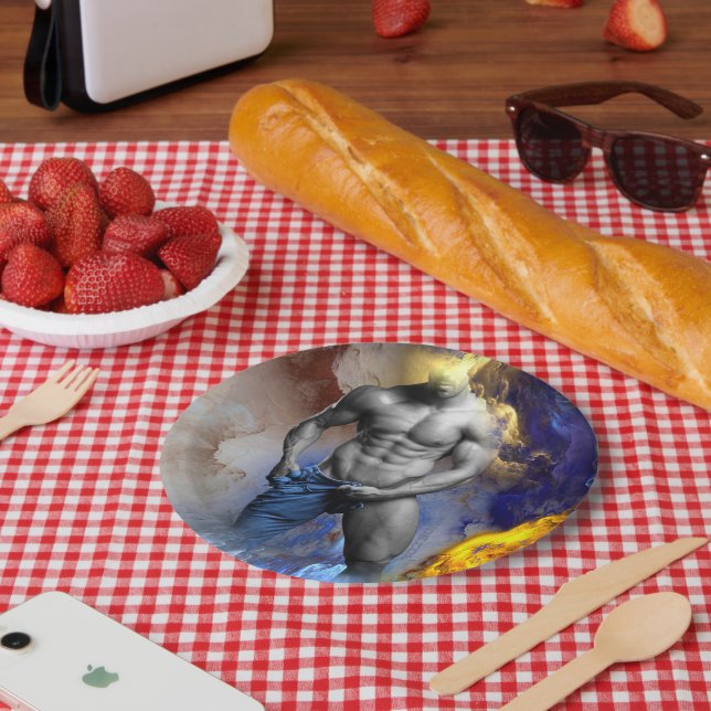 Assiettes En Carton SlipperyJoe's musculaire physique chemise vapeur (Pique-nique)