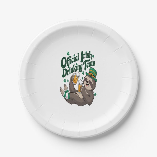 Assiettes En Carton Sloth Irish Drinking St Patrick's Day (Devant)