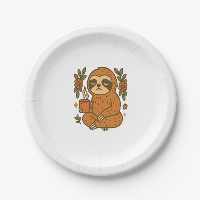 Assiettes En Carton Sloth Jouer de la guitare (Devant)