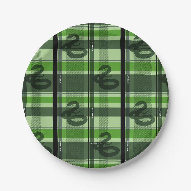 Assiettes En Carton SLYTHERIN™ Tartan Plaid Motif (Devant)