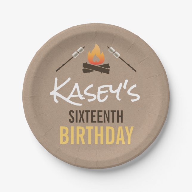 Assiettes En Carton S'more Amusant Avec Les Amis Bonfire Anniversaire (Devant)