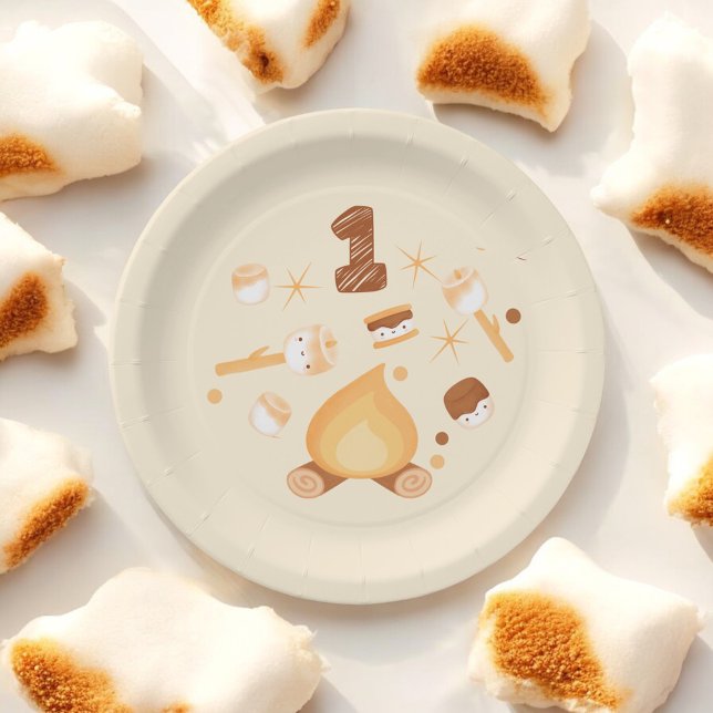 Assiettes En Carton S'more Amusants 1er Anniversaire Plaques papier fê (Créateur téléchargé)