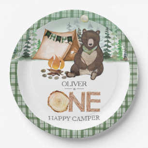 Assiettes En Carton S'more Camping Bear ONE Happy Camper 1er anniversa