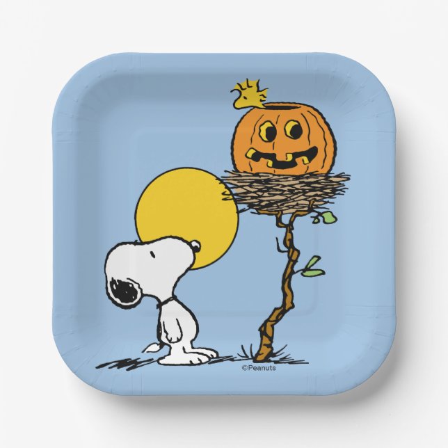 Assiettes En Carton Snoopy & Bois Nid Avec Jack O'Lantern (Recto)