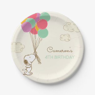 Assiettes En Carton Snoopy et Ballons Anniversaire