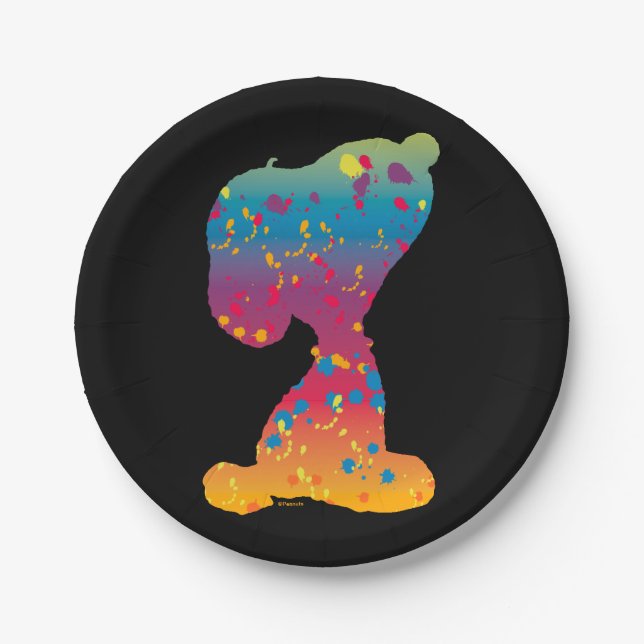 Assiettes En Carton Snoopy Rainbow Graffiti Silhouette (Devant)