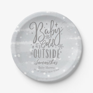 Assiettes En Carton Snowflakes Baby Il fait froid dehors Baby shower g