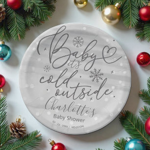 Assiettes En Carton Snowflakes Baby It's Cold Outside Baby shower