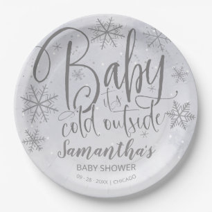 Assiettes En Carton Snowflakes Baby It's Cold Outside Baby shower Pap