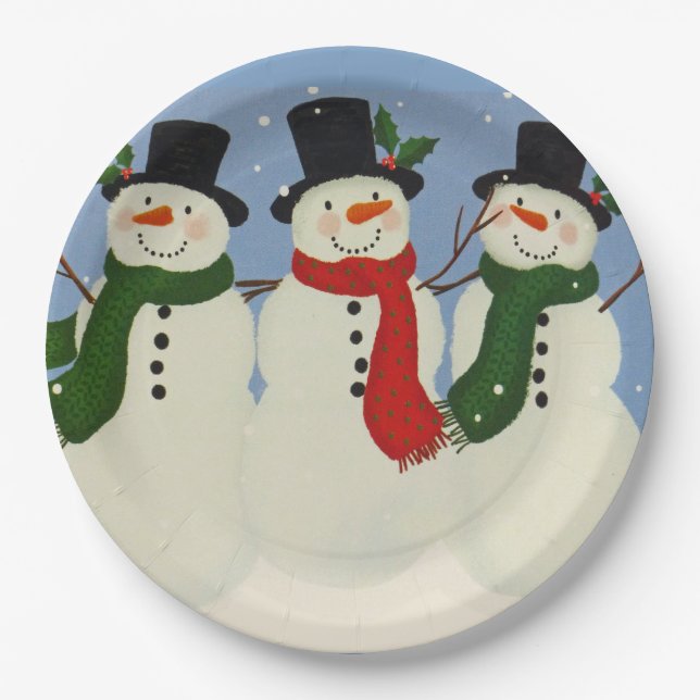 Assiettes En Carton Snowman (Devant)