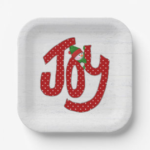 Assiettes En Carton Snowman Sur Polka Dot Joy