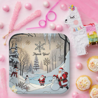 Assiettes En Carton "Snowman's Golden Smile"
