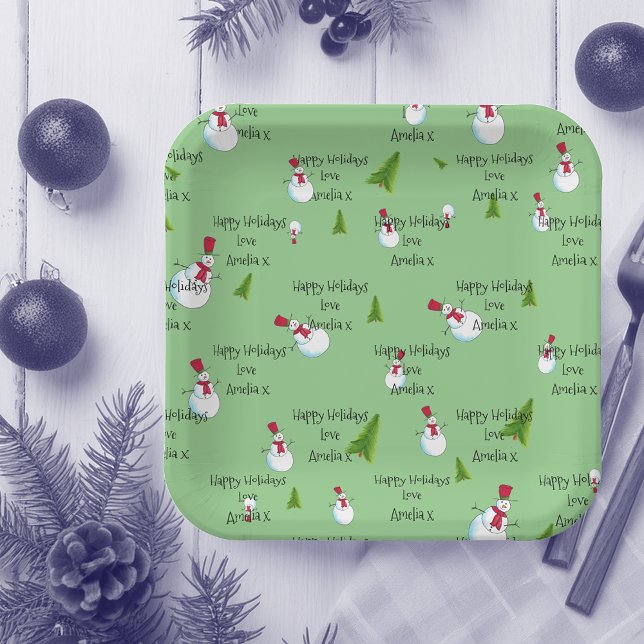 Assiettes En Carton Snowmen de Noël personnalisé (Créateur téléchargé)