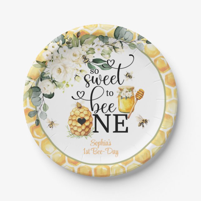 Assiettes En Carton So Sweet to Be One 1st Birthday Plate (Devant)